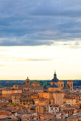 Fototapeta premium Spain. Toledo with Alcazar castle at sunset, Castilla-La Mancha. Summer tourism and travel 