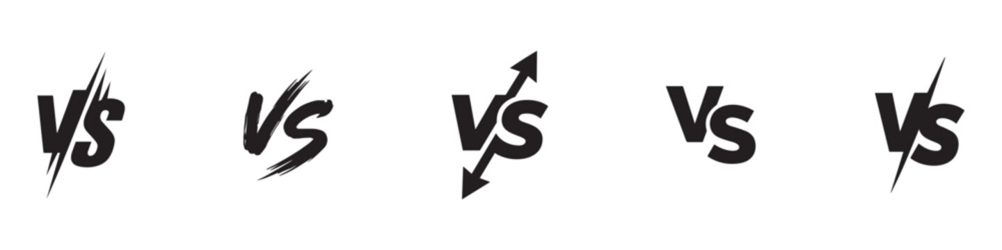 Versus icons set. VS letters set. Battle icons. Set of versus logo letters. VS or versus symbol design template for sports, fight, competition, battle, match, game.