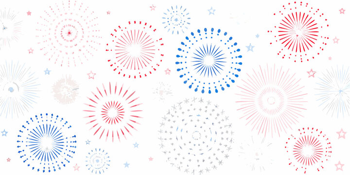 Fireworks Burst Pattern Red And Blue Vector Illustration