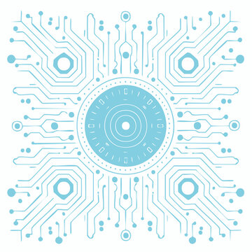Abstract Digital Circuit Board with Binary Code Elements