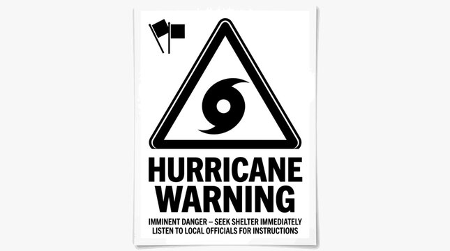 Hurricane warning sign board symbol.