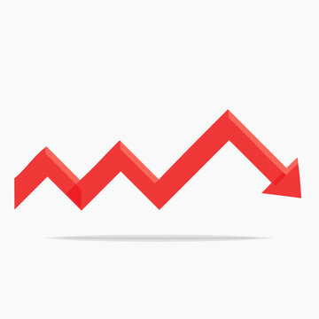 Red arrow graph showing downward trend