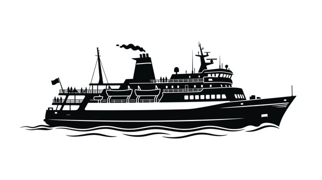 Large Ship Sailing On The Water.