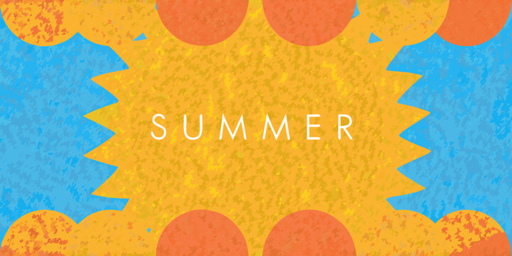 Geometric sun pattern with textured orange and blue background