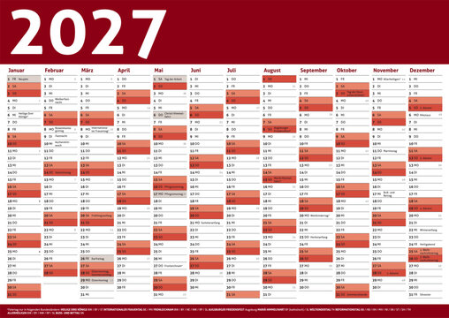 2027 calendar Germany planner pocket business year vector