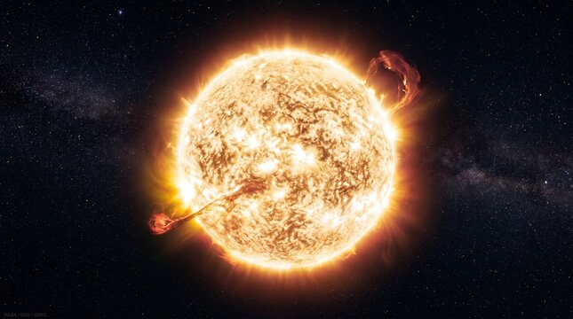 The sun with a solar flare.