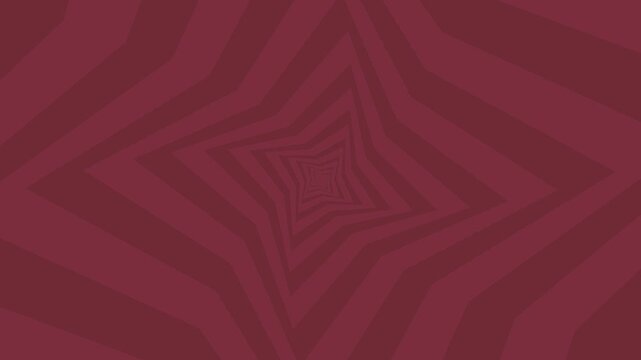 Abstract red background featuring a repeating star shape tunnel effect motion geometric optical illusion pattern motion geometric optical illusion pattern