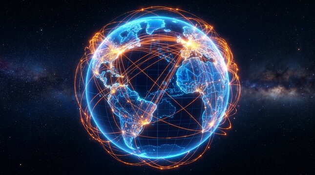 Global Network Connections Earth Map.