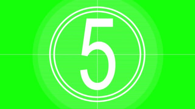 Film counter clock greenbox isolated overlay version. Good as overlay of film material blue and green screen. Intro for any material. 10, 9, 8... Intro good for films, programs or any television form.