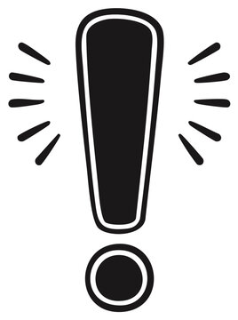 Black Exclamation Mark Symbol with Radiant Rays Emphasizing Importance and Attention
