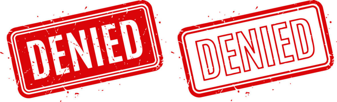 Denied red grunge rubber stamp impression vector with impression rejected prohibited