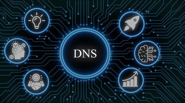 Dns server network connection concept with digital circuit board background