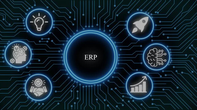 Erp enterprise resource planning system digital network concept