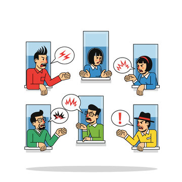 People Arguing in Apartment Windows