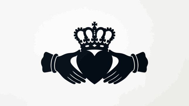 Black Irish Claddagh Heart Symbol Hands.