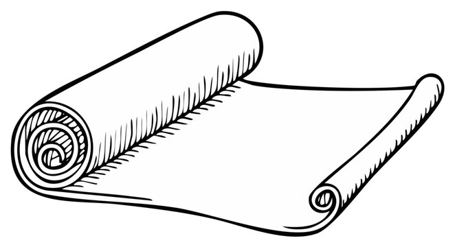 Hand Drawn Illustration of a Rolled Up Scroll or Parchment