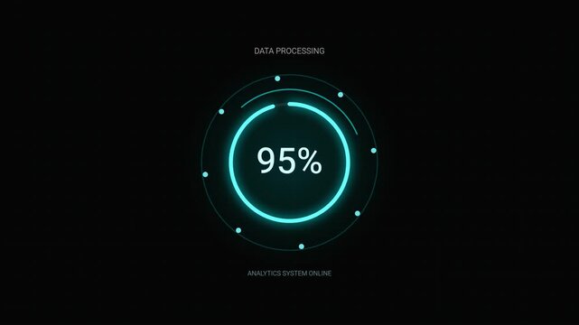 Data processing completion indicator with 95 percent progress