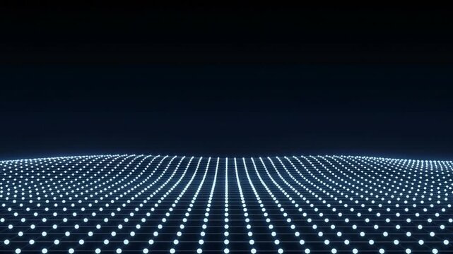Digital Grid of Glowing Dots on Dark Background