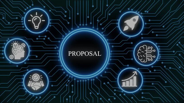 Business proposal concept with digital circuit board and ai technology