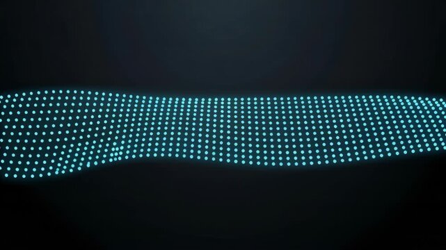 Abstract Wave Pattern of Glowing Blue Dots on Dark Background