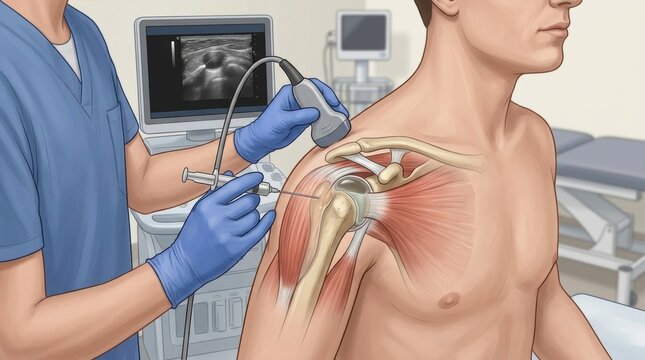 Ultrasound-guided injection procedure for shoulder joint pain relief and treatment