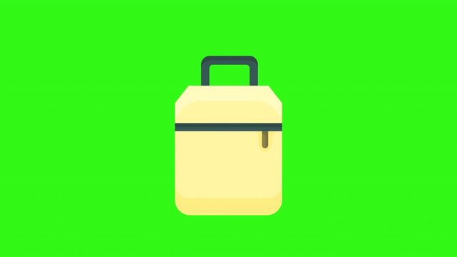 Yellow travel luggage bag handle zipper icon in flat style. Ideal for travel, vacation, tourism, baggage, and transportationrelated designs.