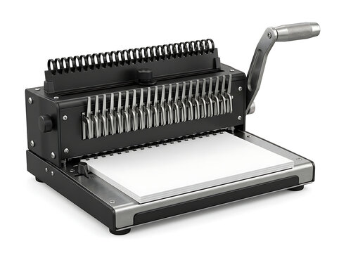 Binding machine for documents isolated on white background, office equipment