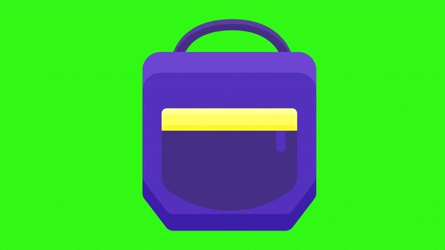 Student bag with geometric design, suitable for school gear. Purple, yellow, and green color combination stands out. Ideal for educational and schoolrelated designs.