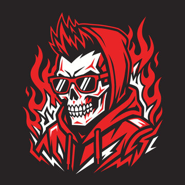 Urban skull with hoodie