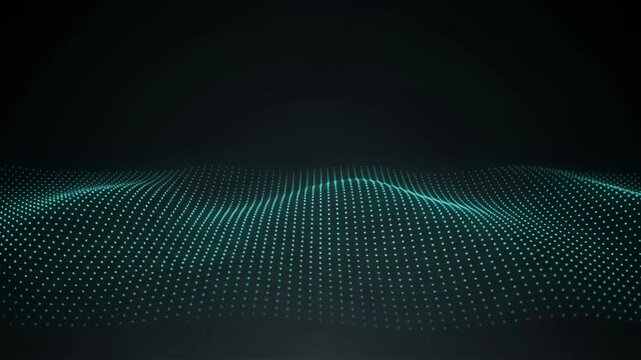 Digital Wave Grid of Glowing Dots on Dark Background