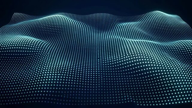 Digital Wave Background with Glowing Dot Grid Pattern