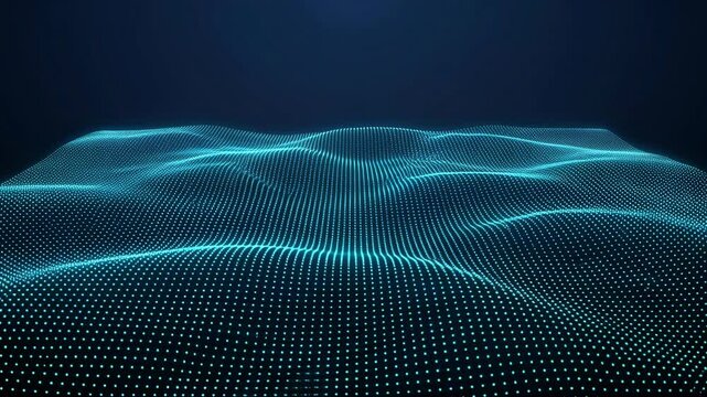 Digital Wave Grid with Glowing Blue Data Points