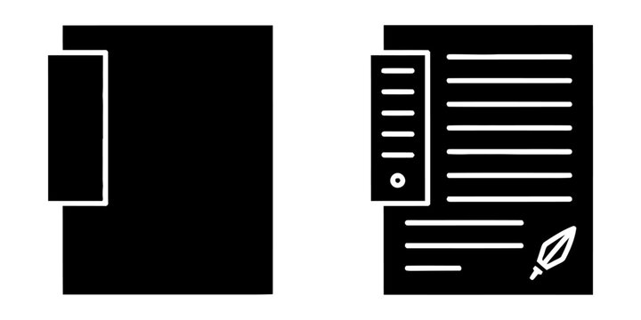 Document drafting and writing interface icons with document business contract template interface illustration isolated stationery