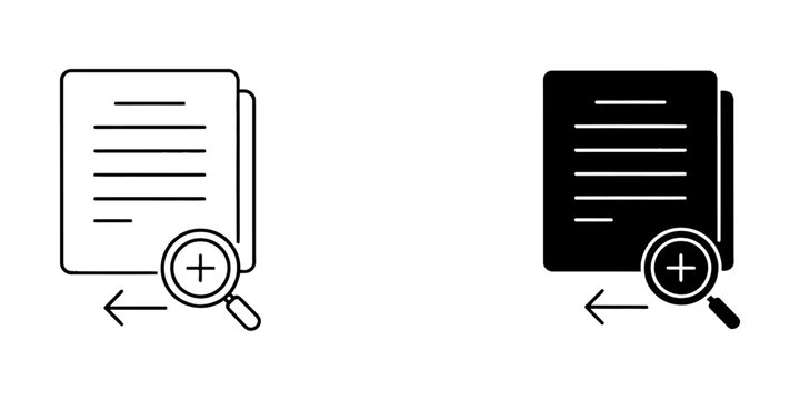 File content zoom in search vector icons with document magnifying analysis research interface business magnifier information