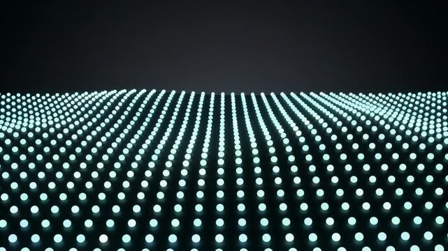 Abstract Light Grid of Glowing Blue Dots on Dark Background
