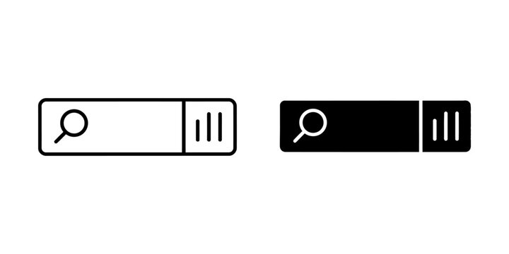 Search bar and data analytics filter icons with analytics magnifying statistics interface technology management analysis business