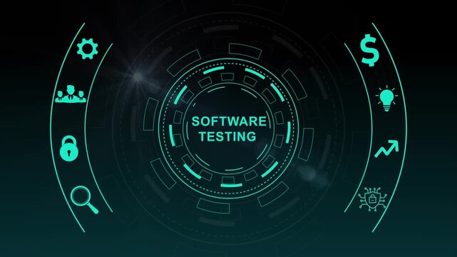 Inscription SOFTWARE TESTING on the virtual display. Business, modern technology, internet and networking concept.