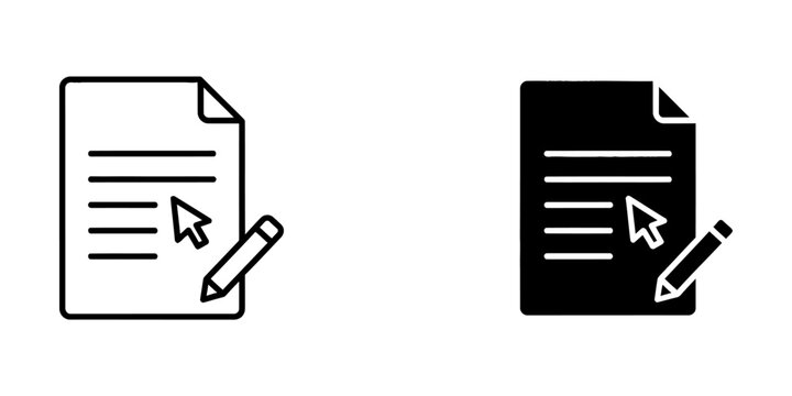 Document editing and drafting icon with document modification business computer application software interface