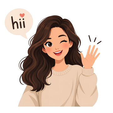 young woman say hi