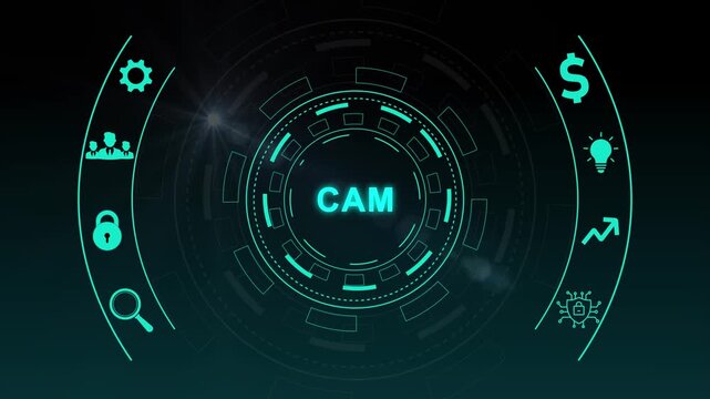 CAM Computer-aided manufacturing industrial technology automation concept.