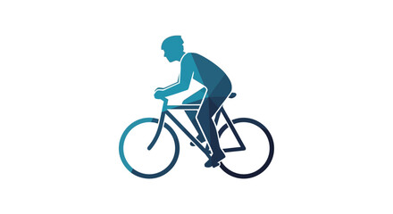 Fototapeta premium Cyclist Silhouette Icon on White Background - Blue Gradient