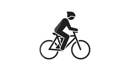 Obraz premium Cyclist Icon: Silhouette of a Person Riding a Bicycle, Minimalist Design, White Background