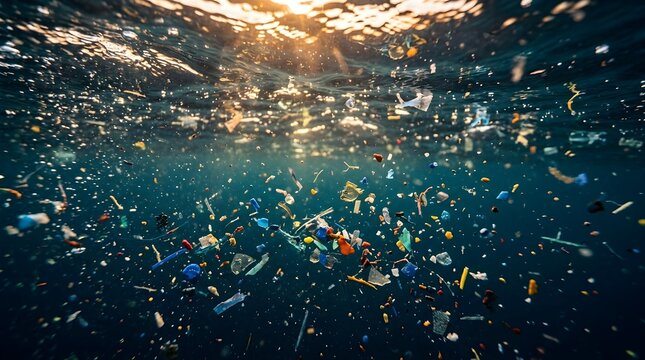 Microplastic debris and plastic waste polluting the deep ocean waters