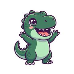 Fototapeta premium Dinosaur Tyranosaurus Rex Baby Cute Cartoon Character Smiling Sticker Illustration