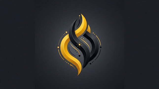 Golden abstract flame design element isolated