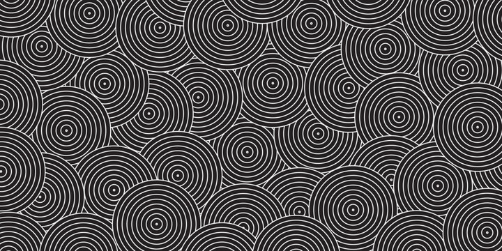 Black And White Concentric Circle Pattern Seamless Abstract Background With Geometric Rings