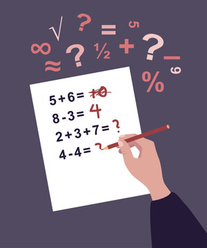 Learning disability, mathematical problems, dyscalculia, dysgraphia, concept illustration.