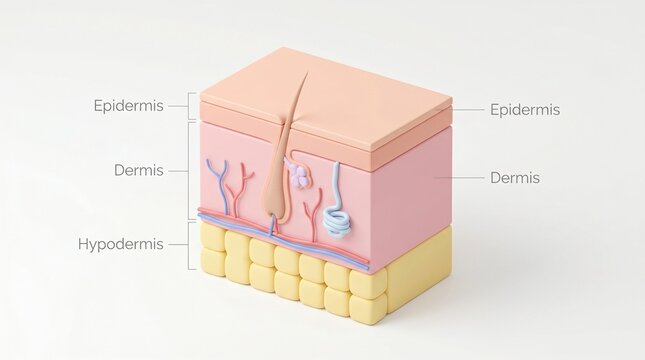 Minimalist Skin Layer Cross Section 3D Graphic