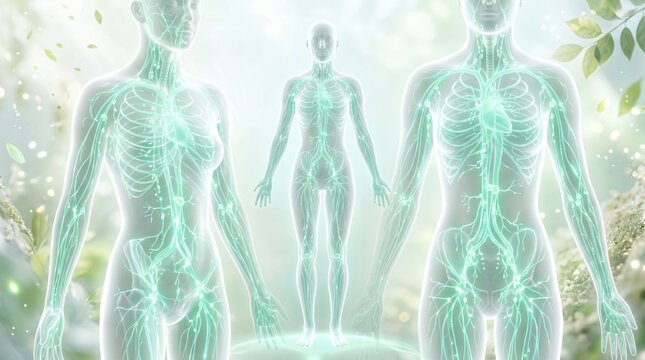 Modern Lymphatic System Glowing Detox Rivers