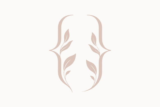 Elegant brackets formed by delicate pink botanical leaf sprigs.